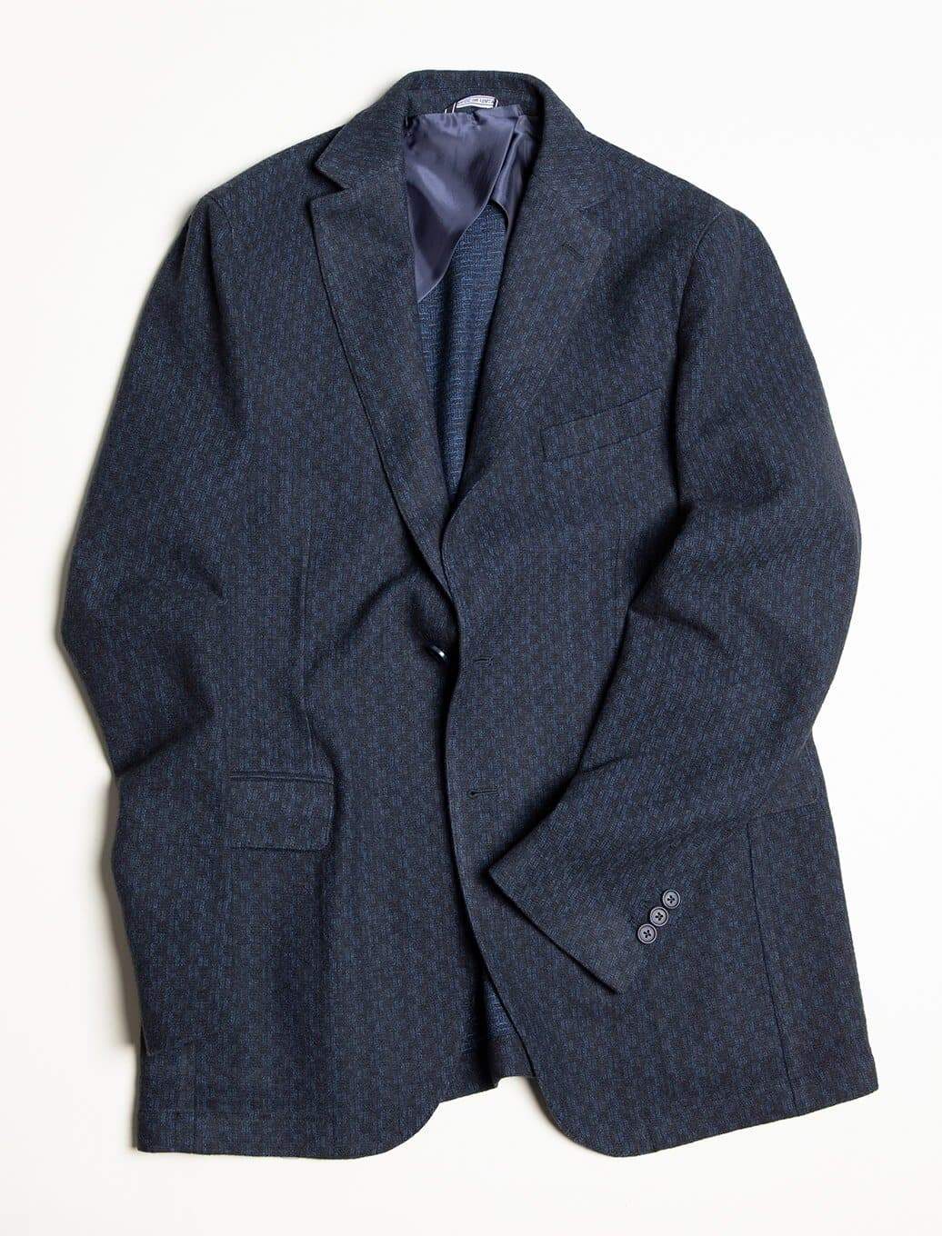 Blue & Black Dashed Wool Blazer