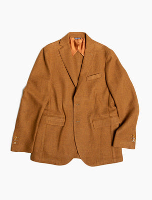 Ochre Yellow Basket Weave Wool Blazer | 40 Colori