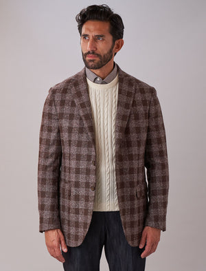 Brown Tartan Wool & Cashmere Blazer | 40 Colori