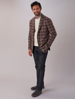 Brown Tartan Wool & Cashmere Blazer | 40 Colori