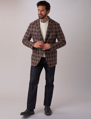 Brown Tartan Wool & Cashmere Blazer | 40 Colori