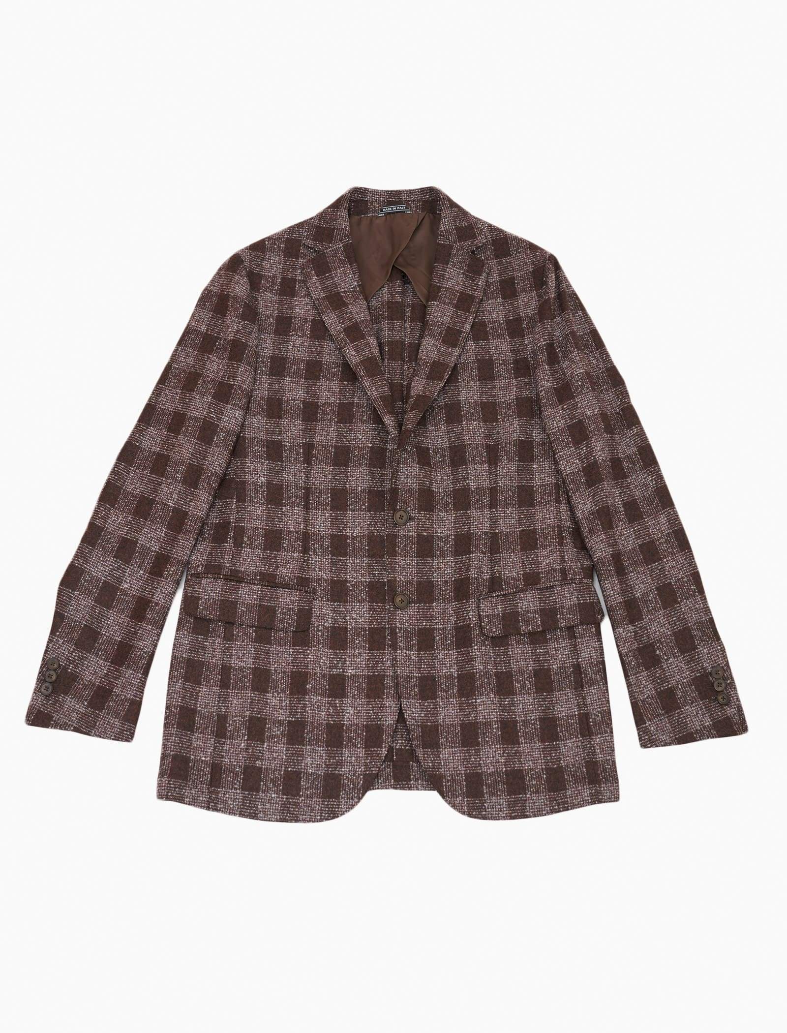 Brown Tartan Wool & Cashmere Blazer | 40 Colori