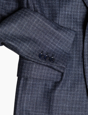 Dark Blue Grid Wool Blazer | 40 Colori