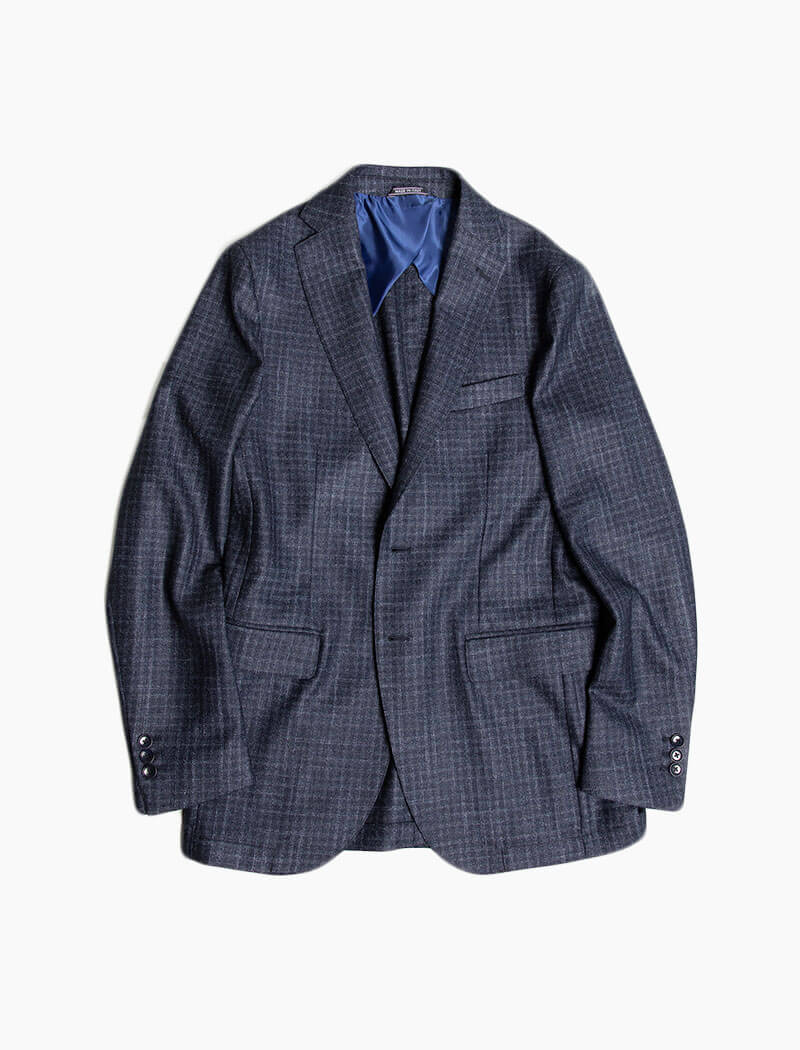 Dark Blue Grid Wool Blazer | 40 Colori