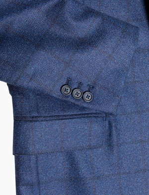 Royal Blue Large Check Wool Blazer | 40 Colori