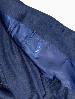 Royal Blue Large Check Wool Blazer | 40 Colori