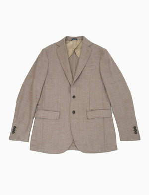 Light Beige Herringbone Wool & Cashmere Blazer | 40 Colori