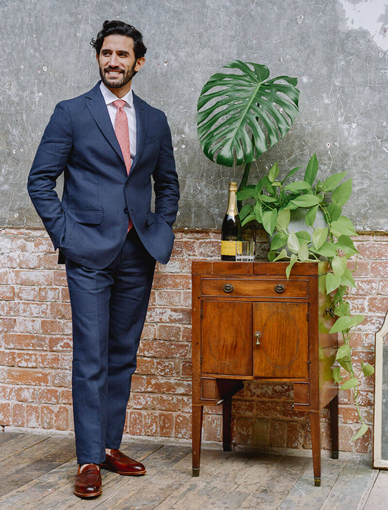 Navy blue linen blazer shop