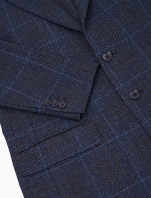 Blue & Brown Check Wool Blazer | 40 Colori