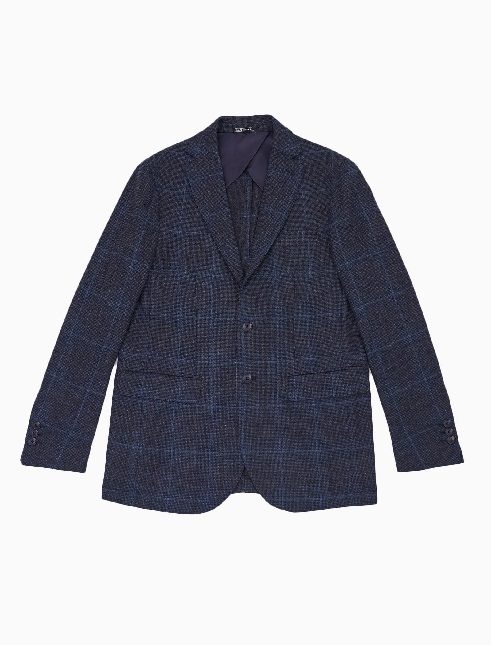 Blue & Brown Check Wool Blazer | 40 Colori