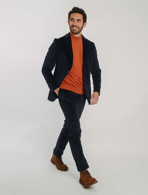 Navy 10 Wale Corduroy Slim Trousers | 40 Colori
