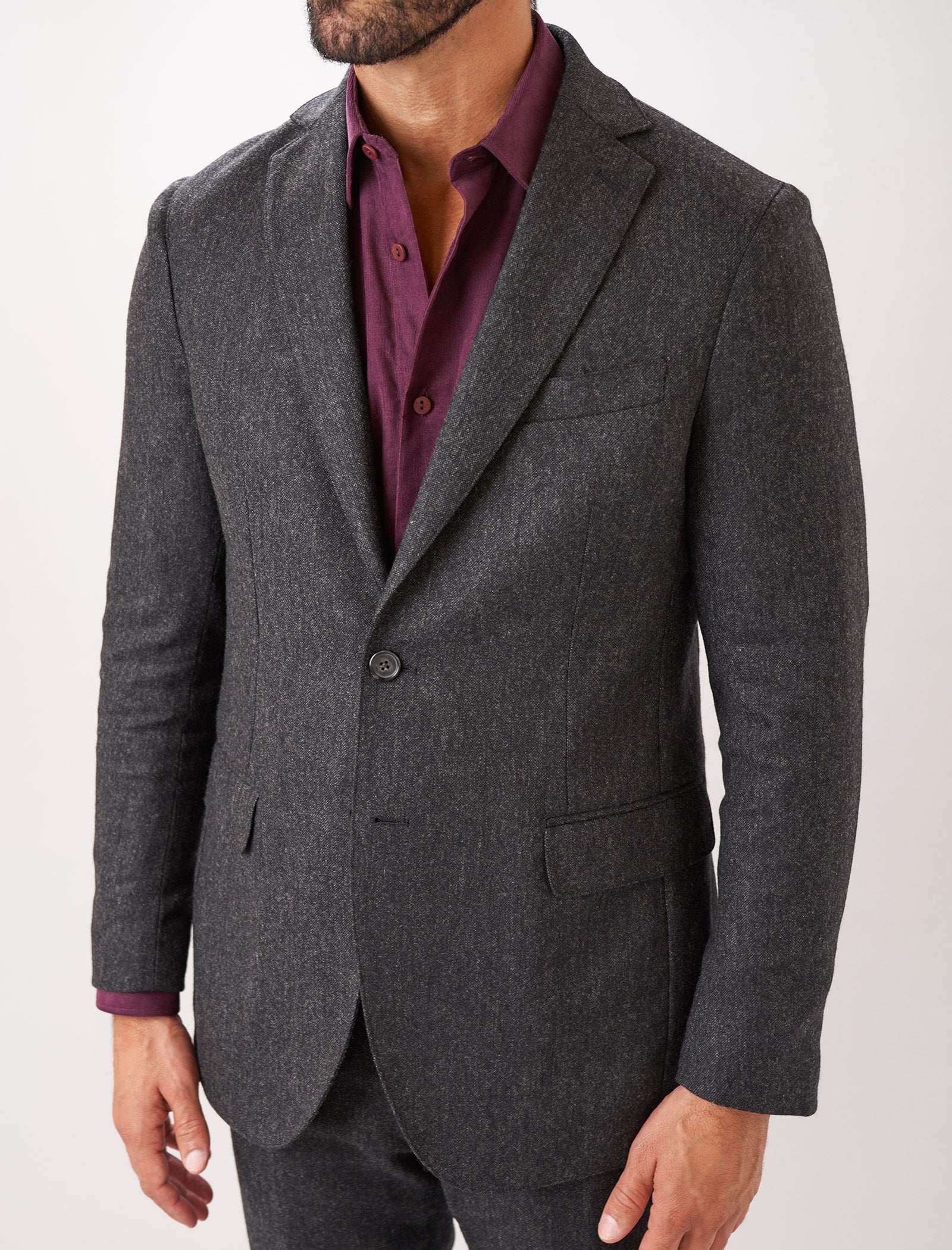 Charcoal Plain Weave Lambswool Blazer | 40 Colori