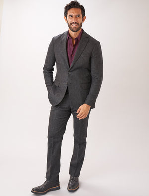 Charcoal Plain Weave Lambswool Blazer | 40 Colori