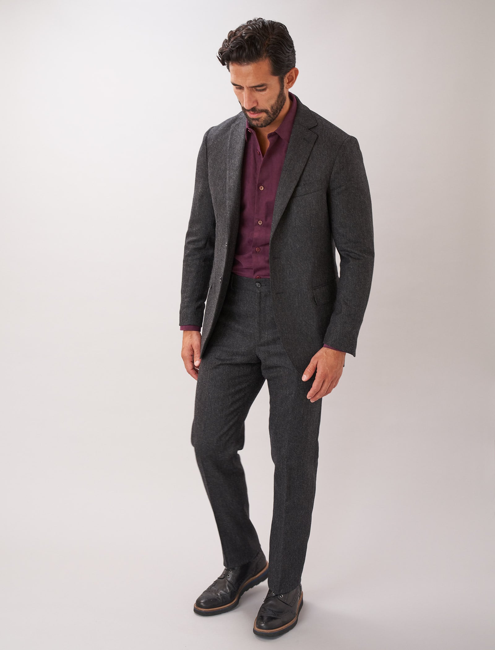 Charcoal Plain Weave Lambswool Blazer | 40 Colori