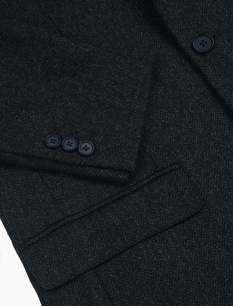 Dark Blue Herringbone Wool Blazer | 40 Colori