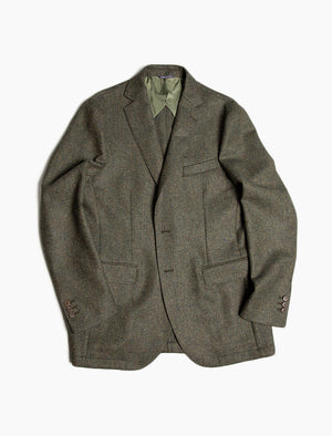 Men's Green Plain Weave Shetland Wool Blazer - 40 Colori