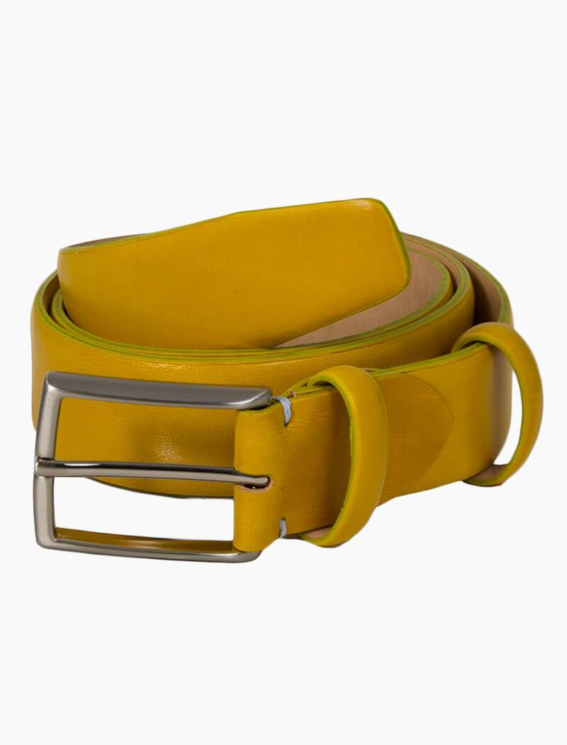 Yellow Venezia Leather Belt | 40 Colori Made in Italy Menswear