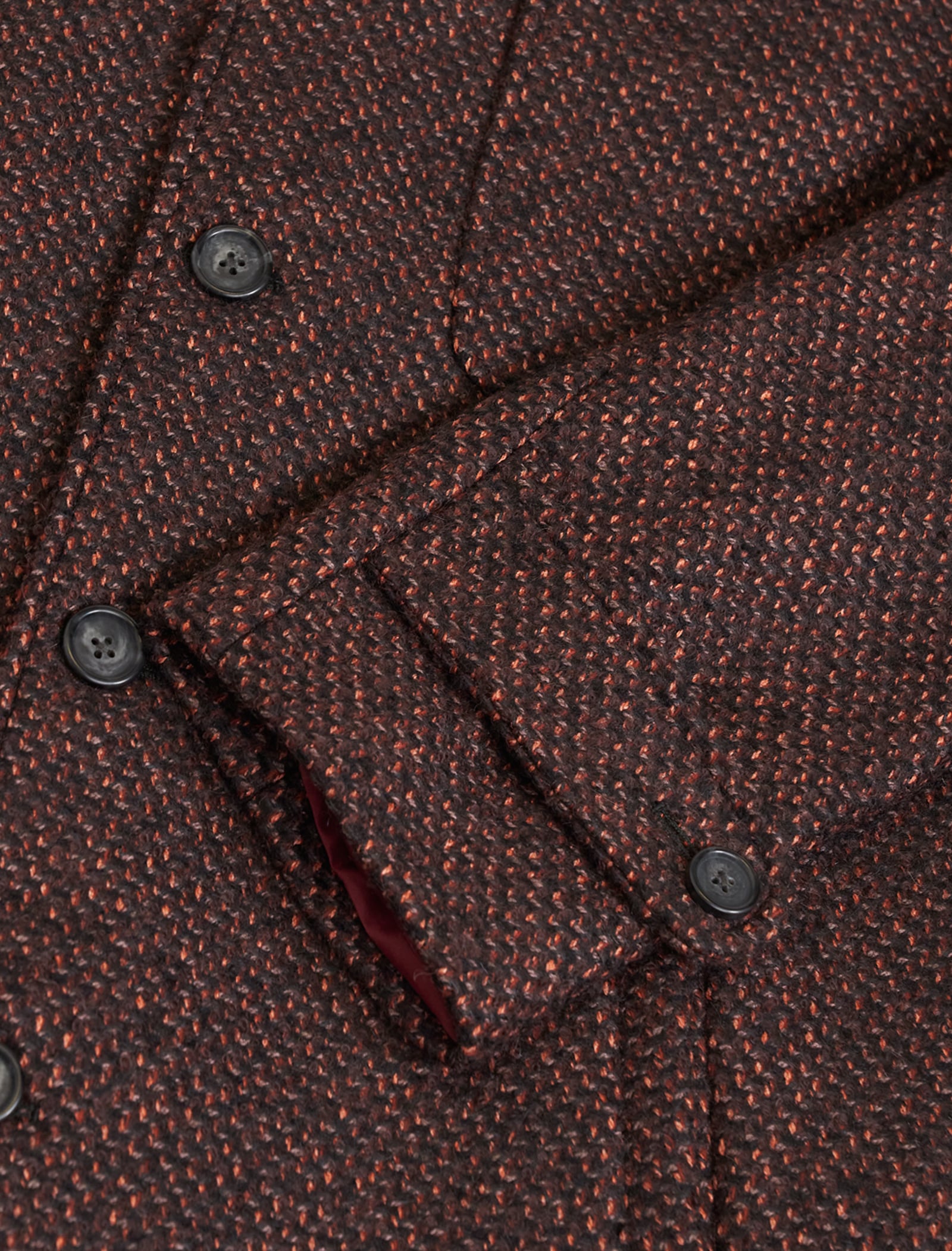 Burgundy & Orange Melange Wool Overcoat