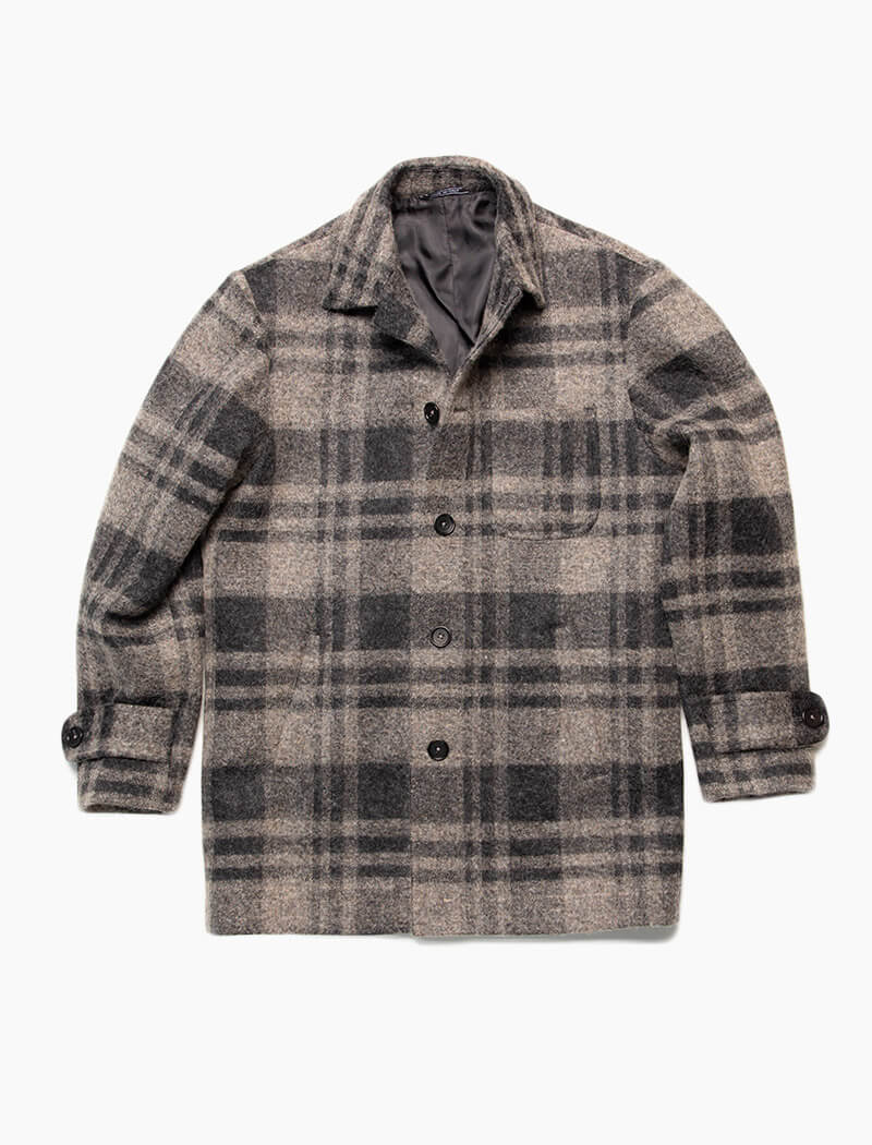 Grey Check Wool & Alpaca Overcoat | 40 Colori