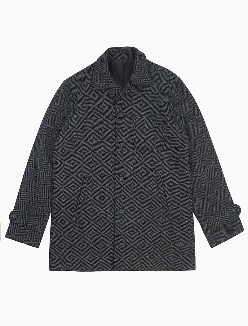 Charcoal Zigzag Wool Overcoat | 40 Colori