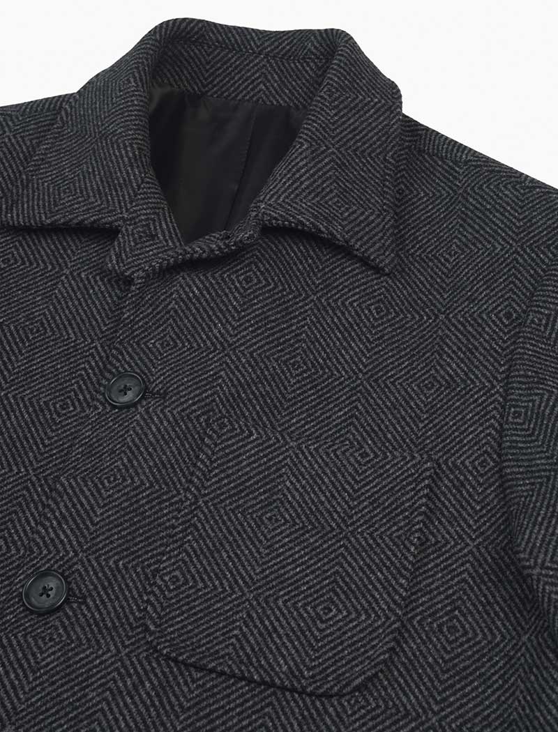 Charcoal Zigzag Wool Overcoat | 40 Colori