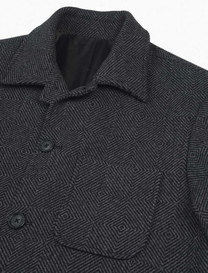 Charcoal Zigzag Wool Overcoat | 40 Colori