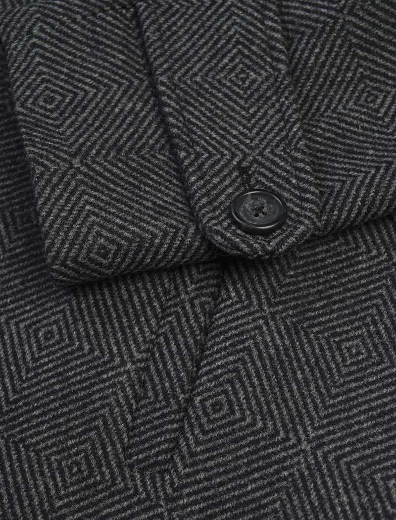 Charcoal Zigzag Wool Overcoat | 40 Colori