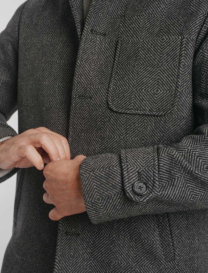 Charcoal Zigzag Wool Overcoat | 40 Colori