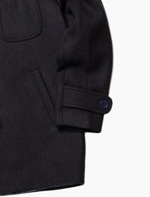 Dark Navy Herringbone Wool Overcoat | 40 Colori