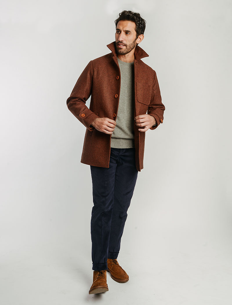 Brick Herringbone Wool Overcoat | 40 Colori