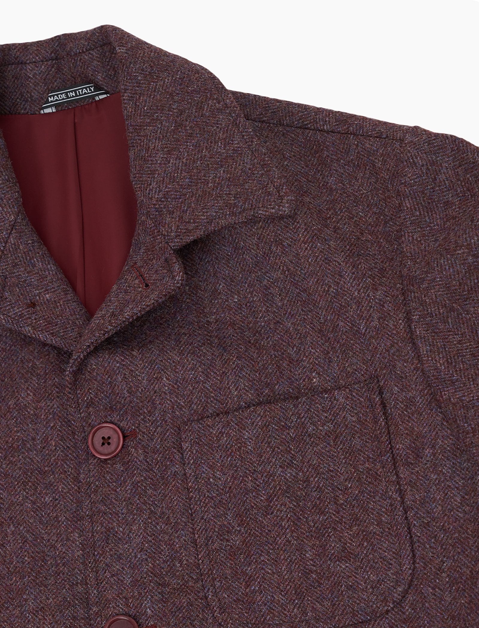 Plum Herringbone Wool Overcoat | 40 Colori