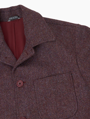 Plum Herringbone Wool Overcoat | 40 Colori