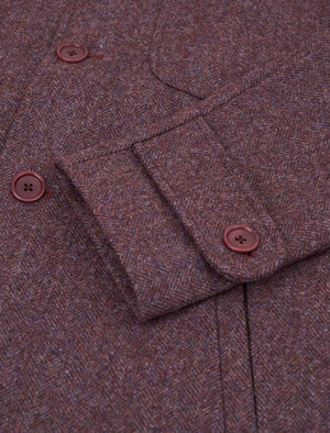 Plum Herringbone Wool Overcoat | 40 Colori