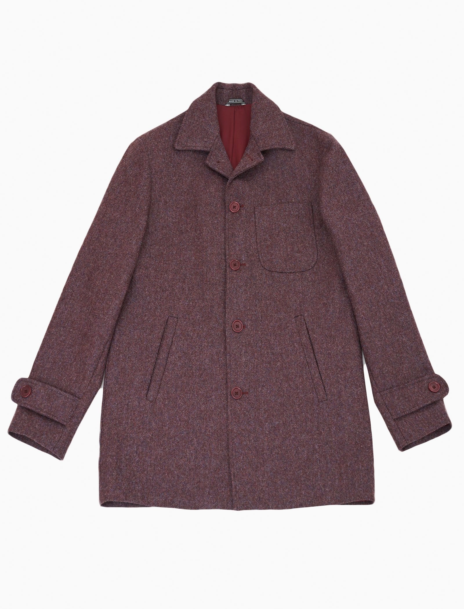 Plum Herringbone Wool Overcoat | 40 Colori