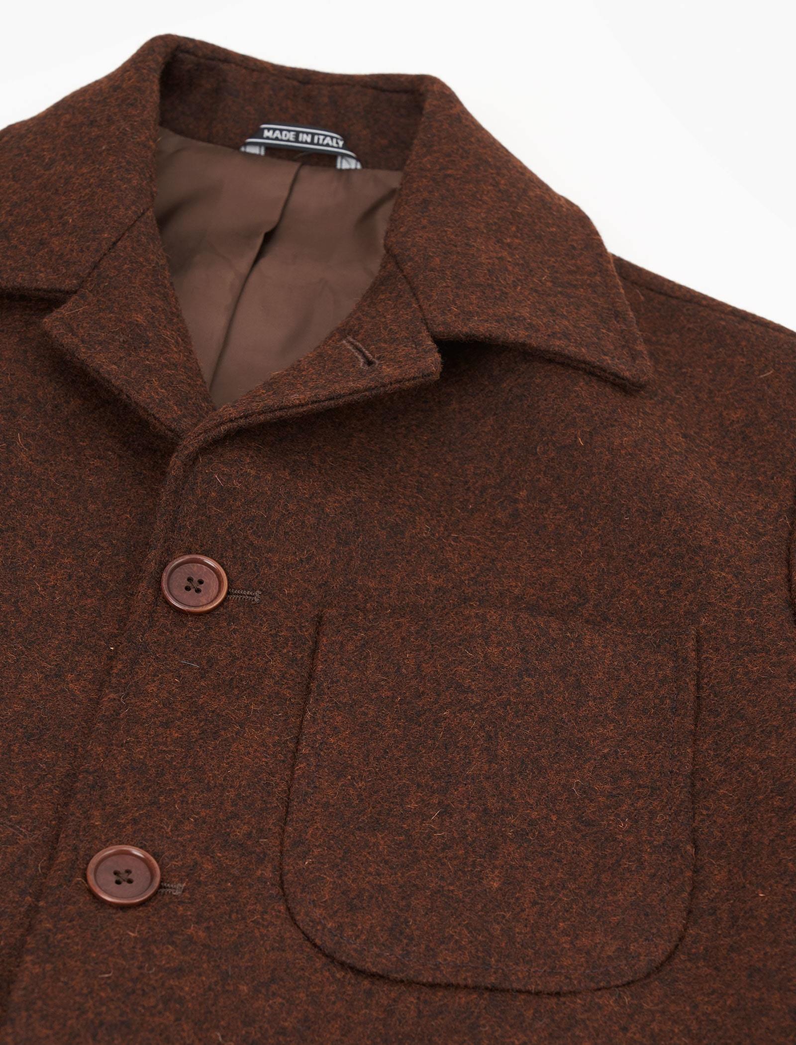 Brown Melange Wool Overcoat | 40 Colori