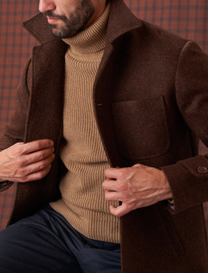 Brown Melange Wool Overcoat | 40 Colori