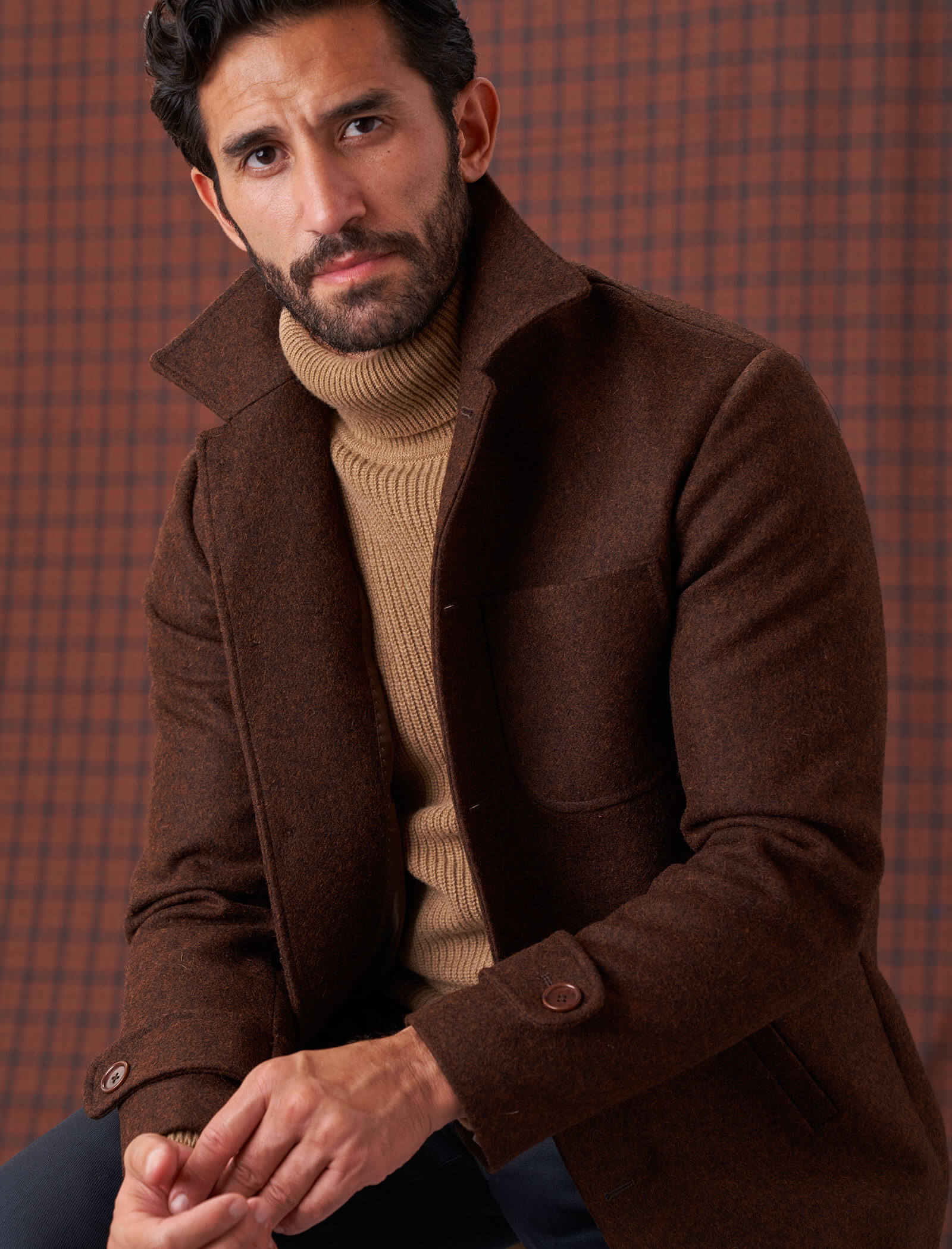 Brown Melange Wool Overcoat | 40 Colori