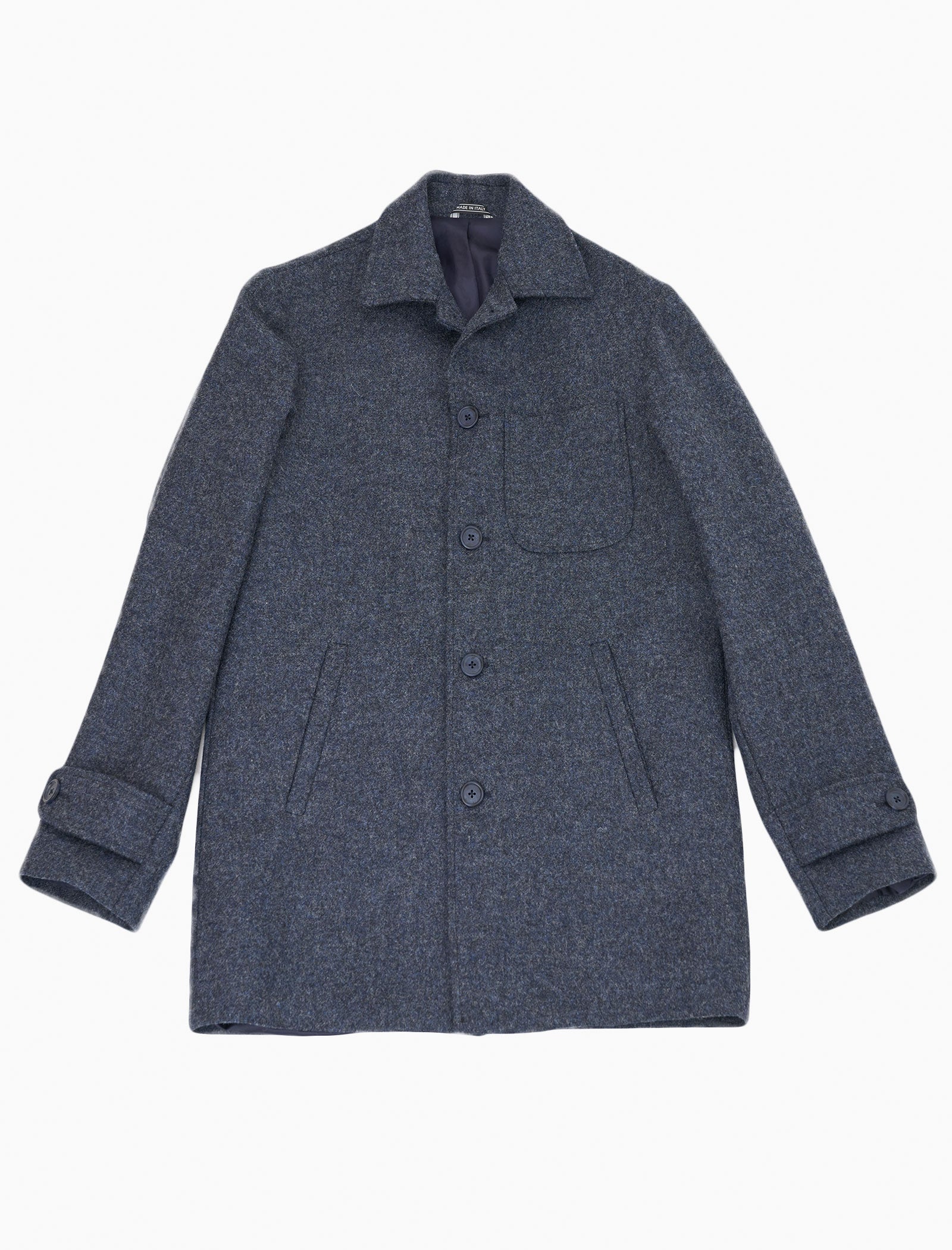 Blue Melange Wool Overcoat | 40 Colori
