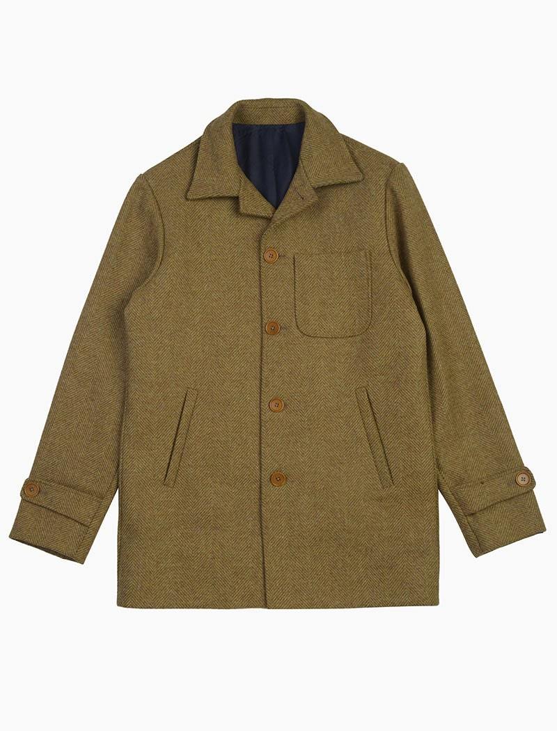Mustard Herringbone Wool Overcoat | 40 Colori