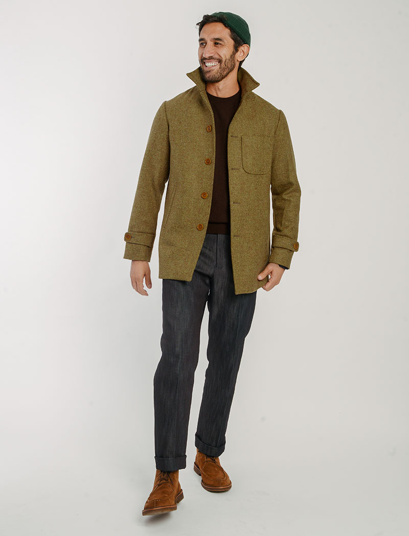 Mustard Herringbone Wool Overcoat | 40 Colori