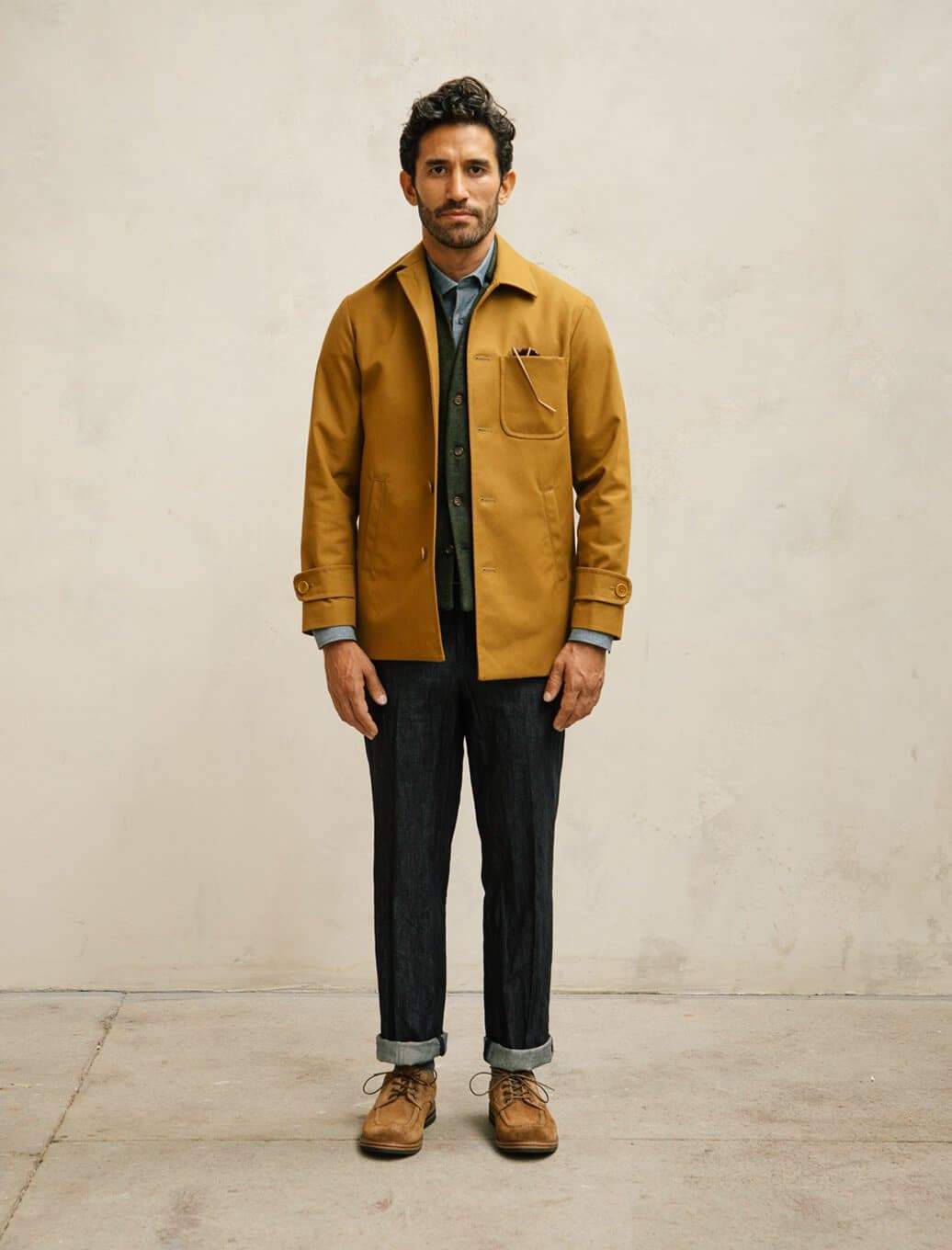 Mustard Waxed Cotton Overcoat | 40 Colori