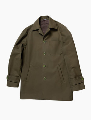 Olive Green Waxed Cotton Overcoat | 40 Colori