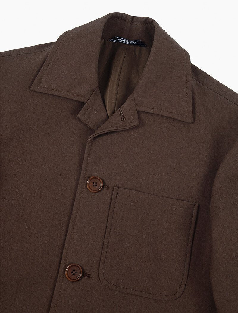 Brown Waxed Cotton Overcoat | 40 Colori