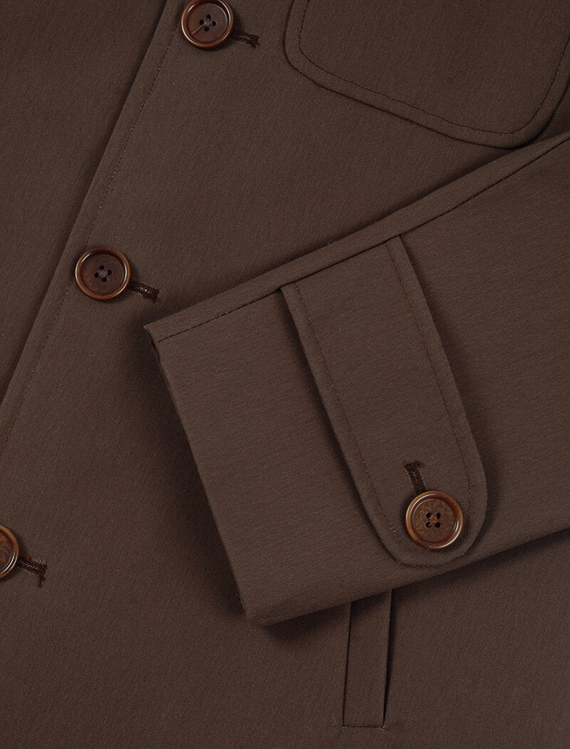 Brown Waxed Cotton Overcoat | 40 Colori