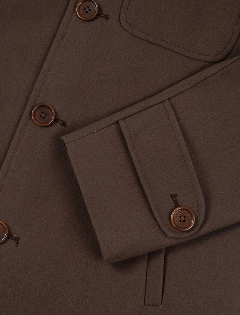 Brown Waxed Cotton Overcoat | 40 Colori