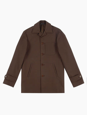 Brown Waxed Cotton Overcoat | 40 Colori