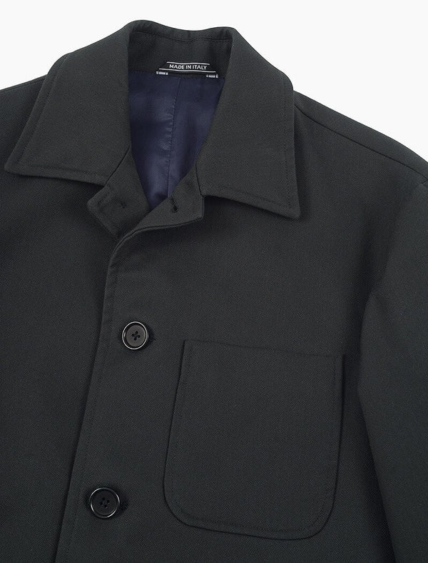 Men's Black Herringbone Waxed Cotton Overcoat 40 Colori