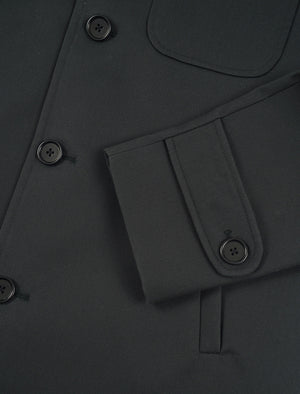 Black Herringbone Waxed Cotton Overcoat | 40 Colori