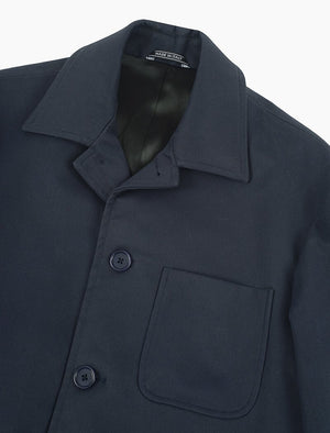 Blue Herringbone Waxed Cotton Overcoat | 40 Colori