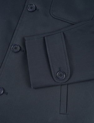 Blue Herringbone Waxed Cotton Overcoat | 40 Colori